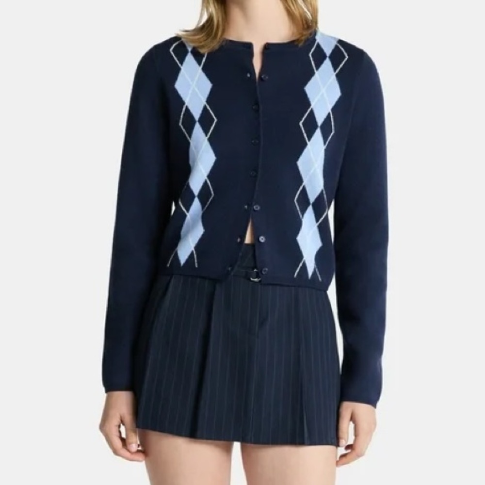 Navy Argyle Cardigan